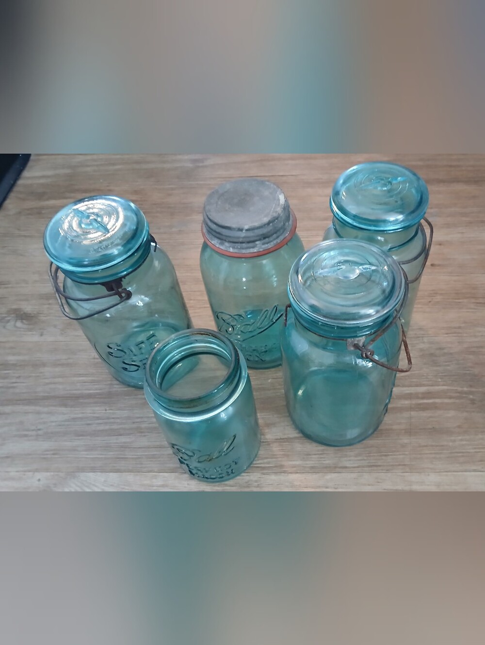 Vintage-Style Blue Glass Ball Brand Mason Jars - Set